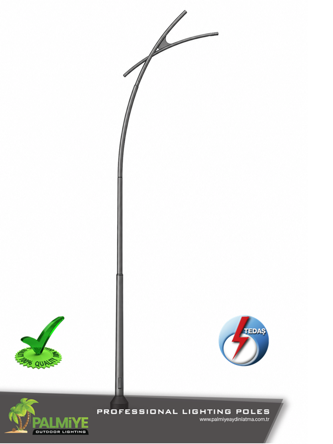 AYYILDIZ v2 – galvanized steel road lighting pole – Palmiye Lighting
