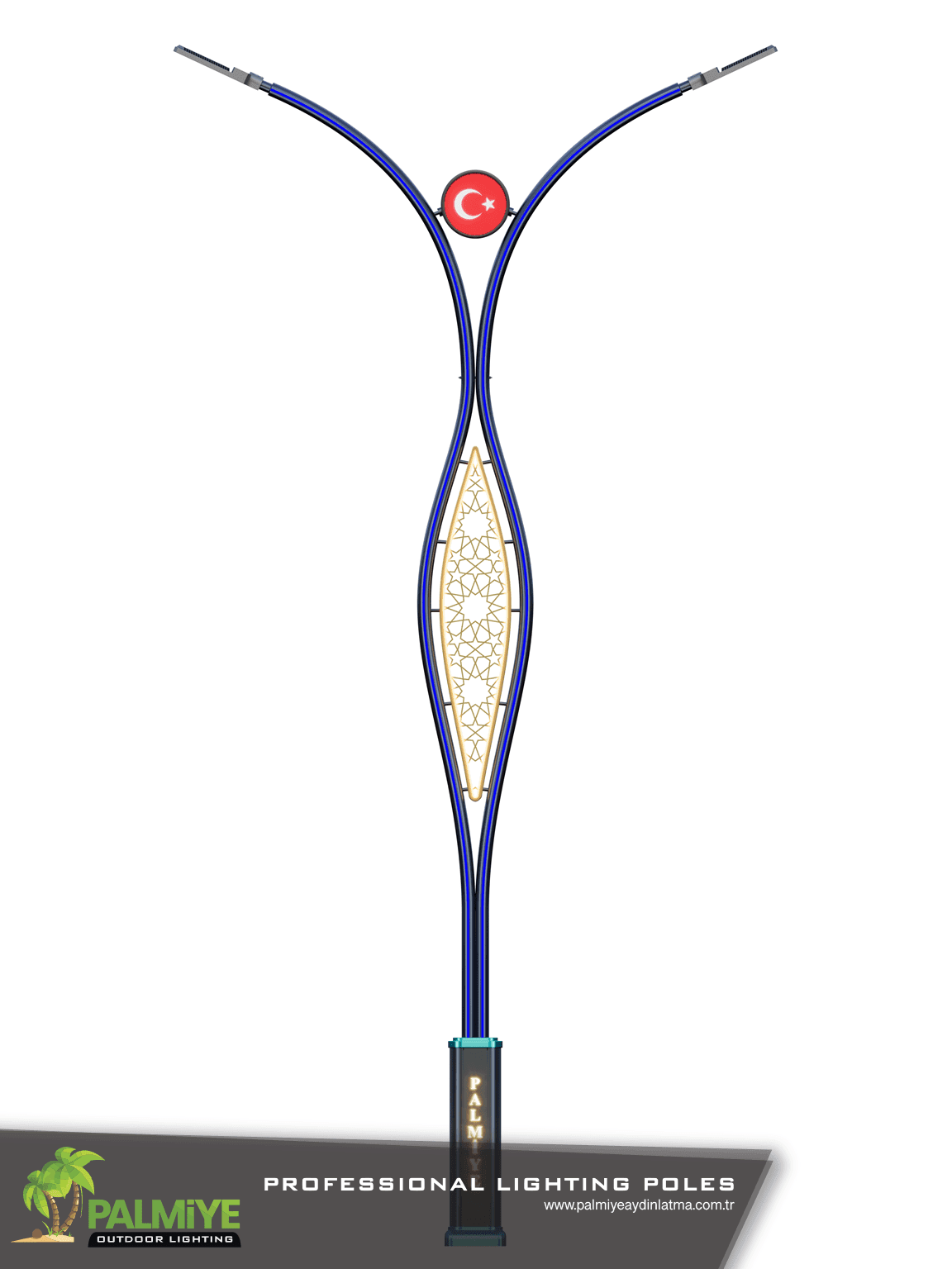 KOSES v3 – integrated LED aluminium lighting pole – Palmiye Lighting