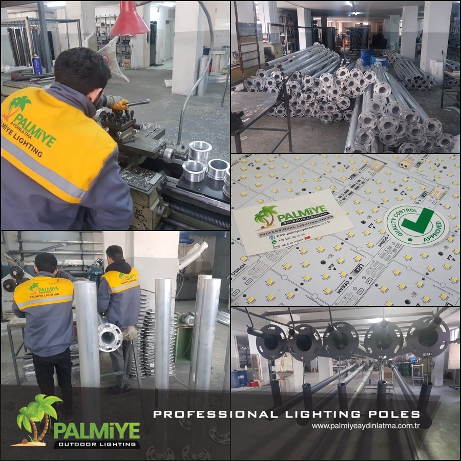 Palmiye Lighting production, factory and finished lighting projects