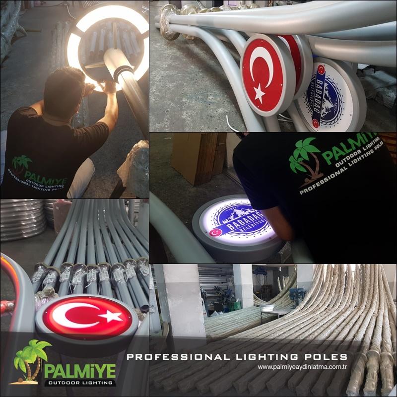 Palmiye Lighting production, factory and finished lighting projects