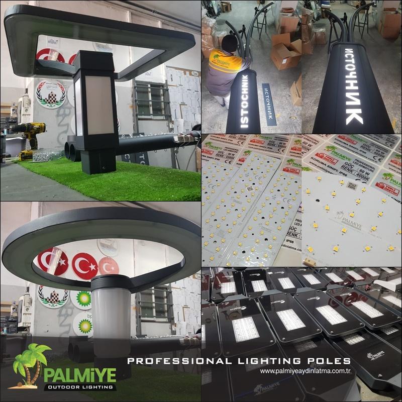 Palmiye Lighting production, factory and finished lighting projects