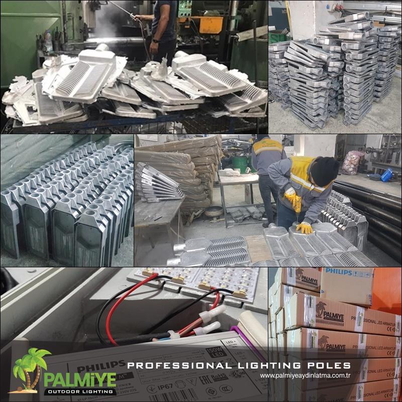 Palmiye Lighting production, factory and finished lighting projects