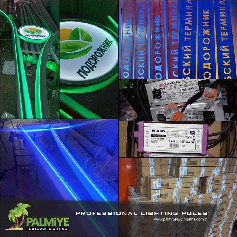 Palmiye Lighting production, factory and finished lighting projects