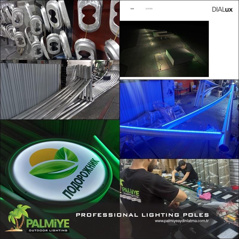 Palmiye Lighting production, factory and finished lighting projects