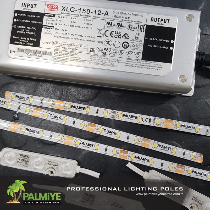 Palmiye Lighting production, factory and finished lighting projects