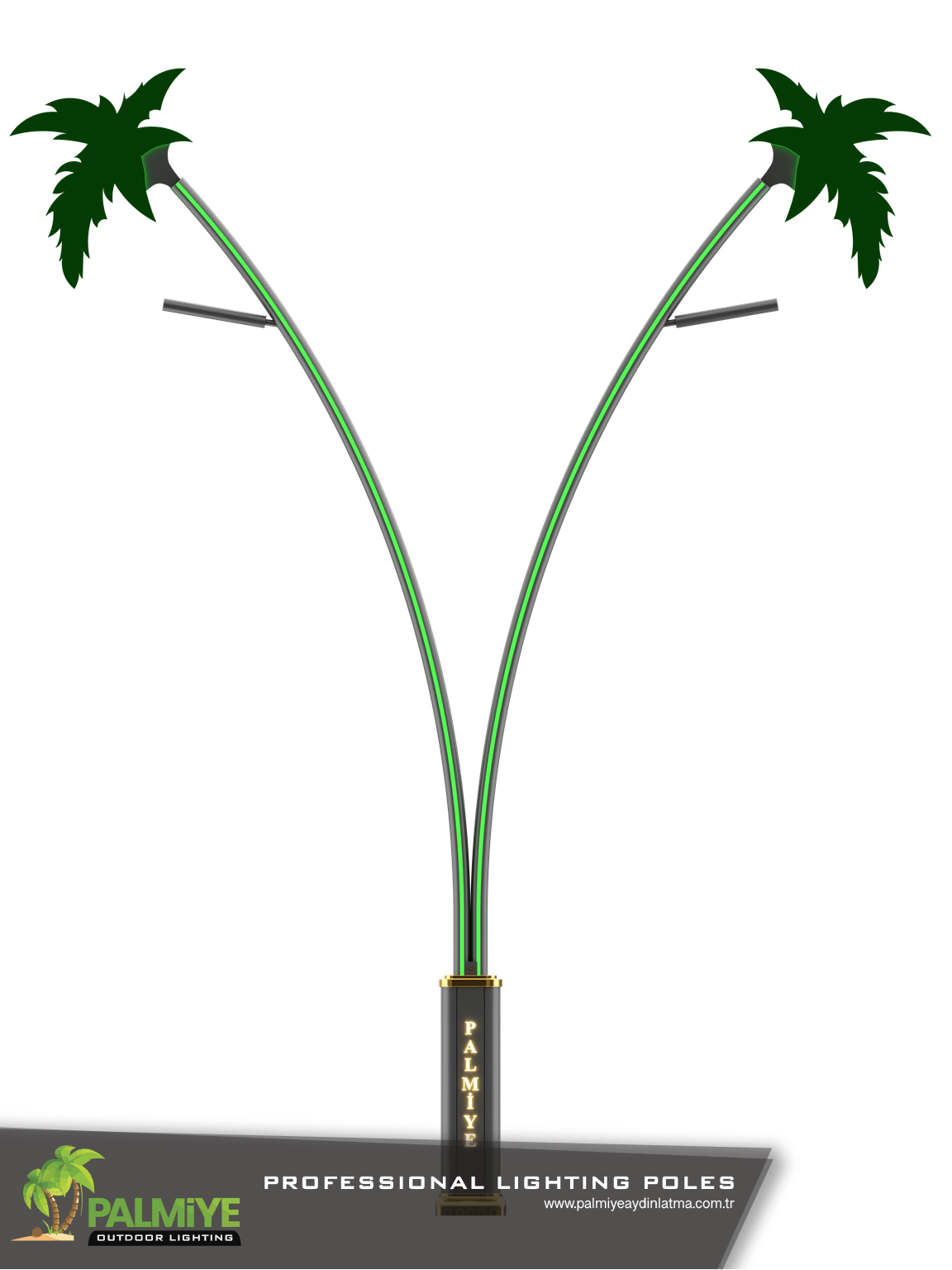 PALMIYE v2 – عمود إنارة ألمنيوم بإضاءة LED مدمجة – Palmiye Lighting